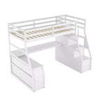 Whisen 94.7L x 56.8W Unique Design Twin Size Loft Bed with 7 Drawers, 2 Shelves and Desk, Comfortable Sleeping Area