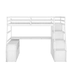 Whisen 94.7L x 56.8W Unique Design Twin Size Loft Bed with 7 Drawers, 2 Shelves and Desk, Comfortable Sleeping Area