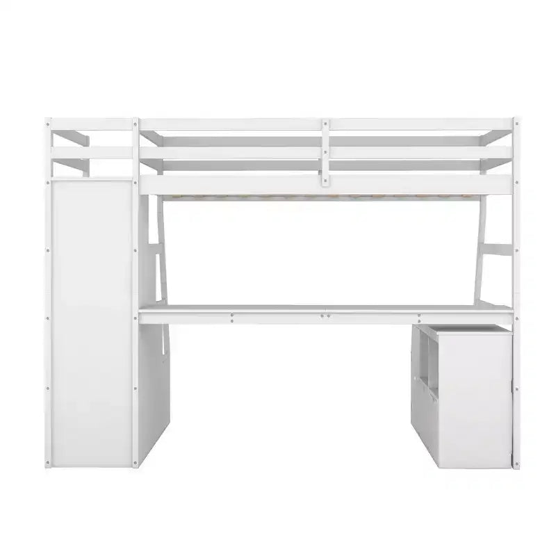 Whisen 94.7L x 56.8W Unique Design Twin Size Loft Bed with 7 Drawers, 2 Shelves and Desk, Comfortable Sleeping Area