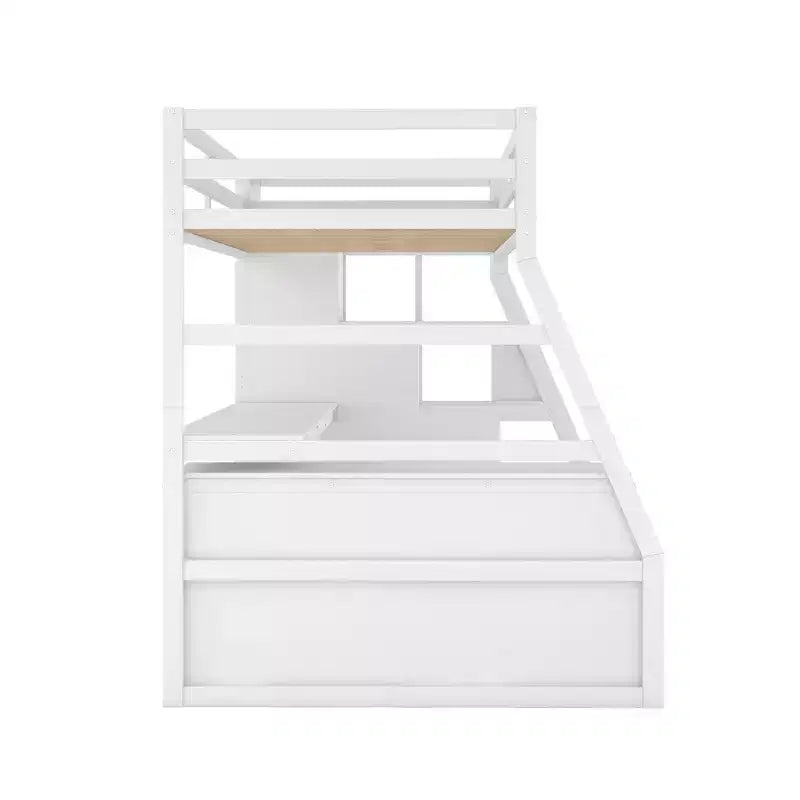 Whisen 94.7L x 56.8W Unique Design Twin Size Loft Bed with 7 Drawers, 2 Shelves and Desk, Comfortable Sleeping Area