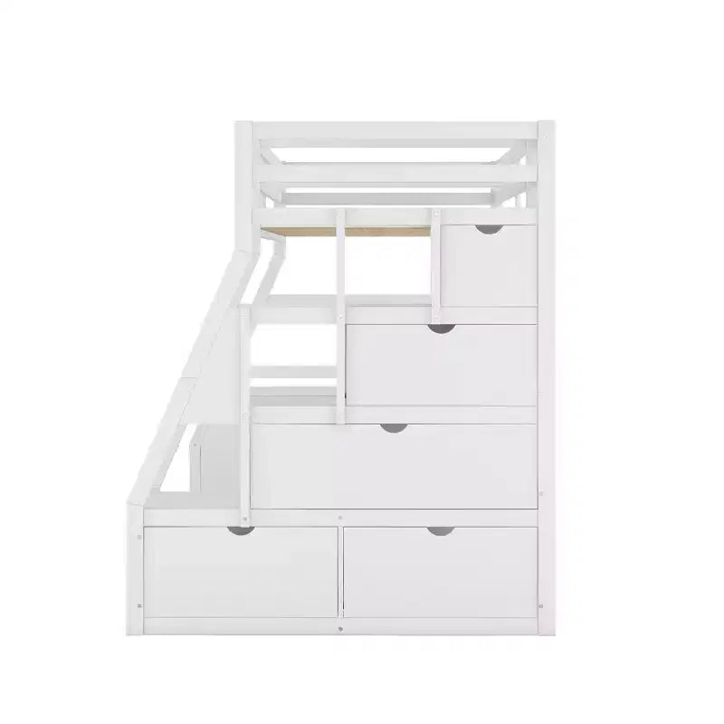 Whisen 94.7L x 56.8W Unique Design Twin Size Loft Bed with 7 Drawers, 2 Shelves and Desk, Comfortable Sleeping Area