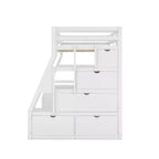 Whisen 94.7L x 56.8W Unique Design Twin Size Loft Bed with 7 Drawers, 2 Shelves and Desk, Comfortable Sleeping Area