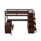 Whisen 94.7L x 56.8W Unique Design Twin Size Loft Bed with 7 Drawers, 2 Shelves and Desk, Comfortable Sleeping Area