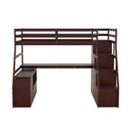 Whisen 94.7L x 56.8W Unique Design Twin Size Loft Bed with 7 Drawers, 2 Shelves and Desk, Comfortable Sleeping Area