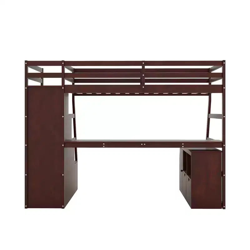 Whisen 94.7L x 56.8W Unique Design Twin Size Loft Bed with 7 Drawers, 2 Shelves and Desk, Comfortable Sleeping Area
