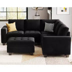 Belffin Modular Velvet Tufted L Shaped Couch with Storage Ottoman Sectional Couch with Reversible Chaises Corner Sofa