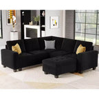 Belffin Modular Velvet Tufted L Shaped Couch with Storage Ottoman Sectional Couch with Reversible Chaises Corner Sofa