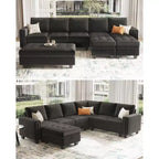 Belffin Modular Velvet Tufted L Shaped Couch with Storage Ottoman Sectional Couch with Reversible Chaises Corner Sofa
