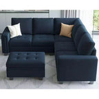 Belffin Modular Velvet Tufted L Shaped Couch with Storage Ottoman Sectional Couch with Reversible Chaises Corner Sofa