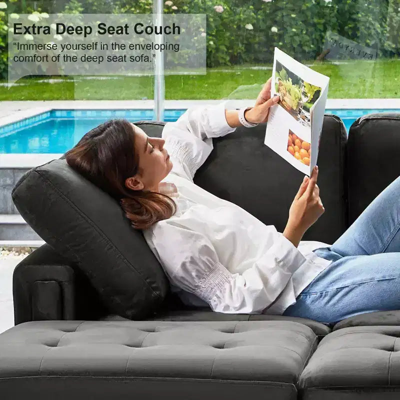 Belffin Modular Velvet Tufted L Shaped Couch with Storage Ottoman Sectional Couch with Reversible Chaises Corner Sofa