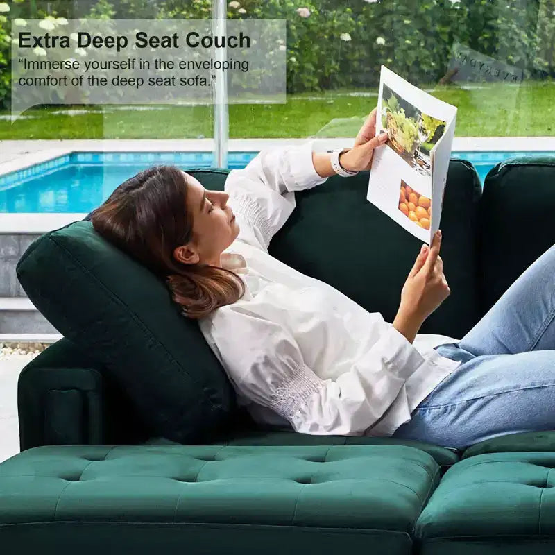 Belffin Modular Velvet Tufted L Shaped Couch with Storage Ottoman Sectional Couch with Reversible Chaises Corner Sofa