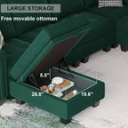 Belffin Modular Velvet Tufted L Shaped Couch with Storage Ottoman Sectional Couch with Reversible Chaises Corner Sofa