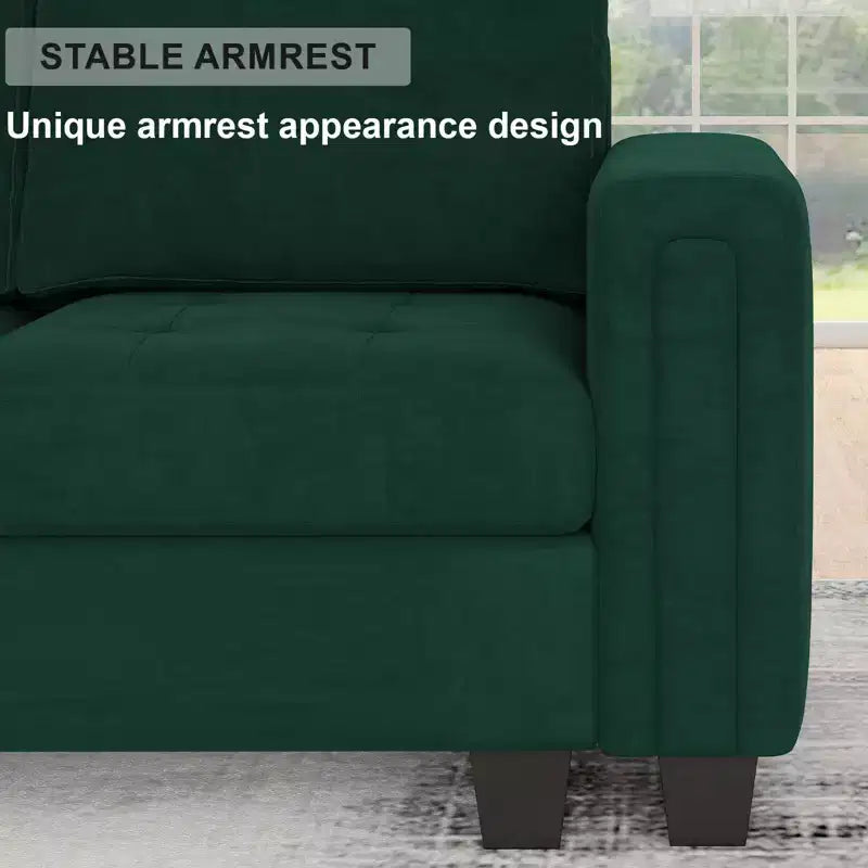 Belffin Modular Velvet Tufted L Shaped Couch with Storage Ottoman Sectional Couch with Reversible Chaises Corner Sofa