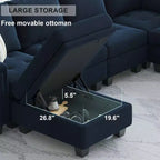 Belffin Modular Velvet Tufted L Shaped Couch with Storage Ottoman Sectional Couch with Reversible Chaises Corner Sofa