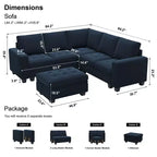 Belffin Modular Velvet Tufted L Shaped Couch with Storage Ottoman Sectional Couch with Reversible Chaises Corner Sofa