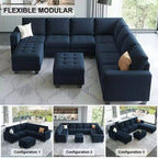 Belffin Modular Velvet Tufted L Shaped Couch with Storage Ottoman Sectional Couch with Reversible Chaises Corner Sofa