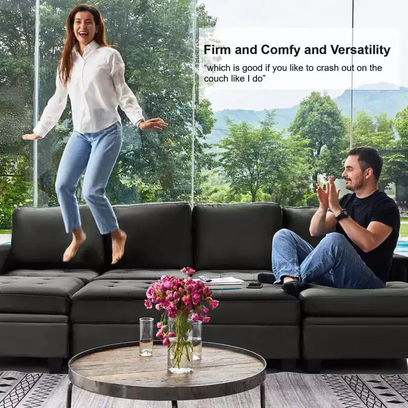 Belffin Modular Velvet Tufted L Shaped Couch with Storage Ottoman Sectional Couch with Reversible Chaises Corner Sofa