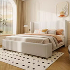 Lit rembourré moderne Christopher Knight Home Octavia avec tête de lit haute, blanc