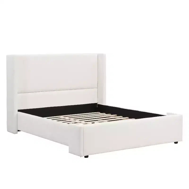 Lit rembourré moderne Christopher Knight Home Octavia avec tête de lit haute, blanc