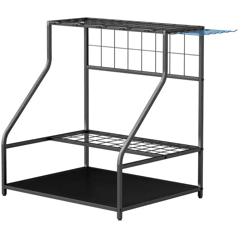 Outsunny Garden Tool Organizer for Garage, 3 Tier Yard Tool Storage Rack with Hooks