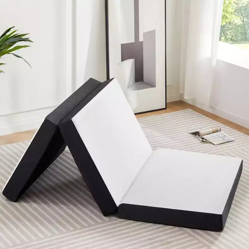 JIONJOY 3-Inch Portable Tri Folding Medium Gel Memory Foam Mattress| White