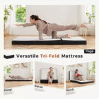 JIONJOY 3-Inch Portable Tri Folding Medium Gel Memory Foam Mattress| White