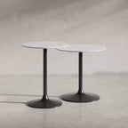 Tables d'appoint modernes de luxe en marbre massif et fer (lot de 2) Jofran, Camille - Couleur blanche
