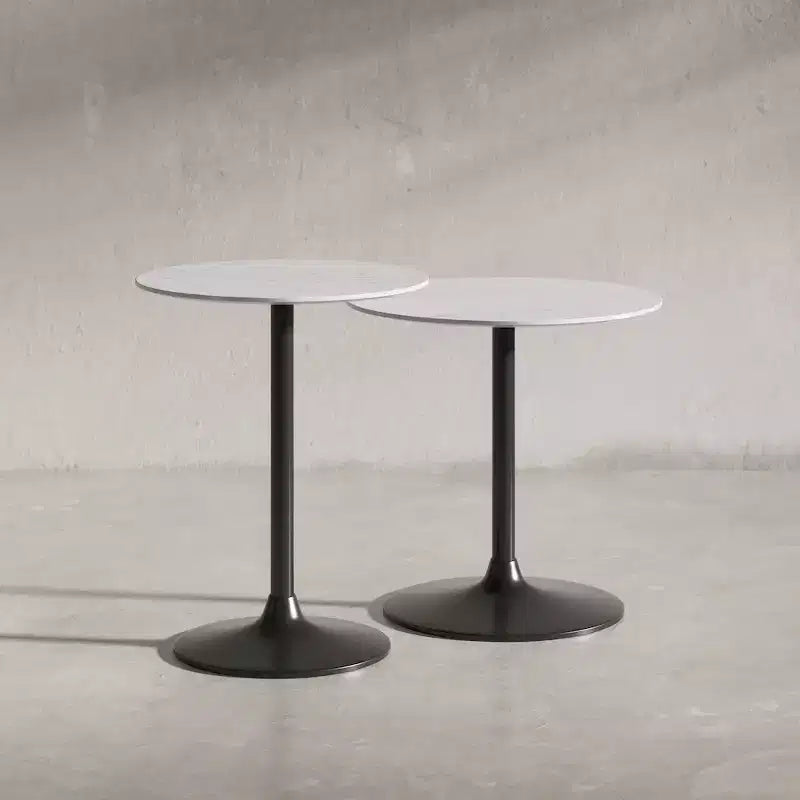 Tables d'appoint modernes de luxe en marbre massif et fer (lot de 2) Jofran, Camille - Couleur blanche