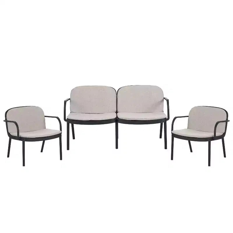 Christopher Knight Home Gunda Ensemble de salon de jardin moderne 3 pièces avec causeuse et fauteuil en polypropylène