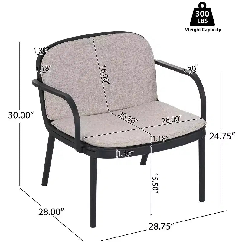 Christopher Knight Home Gunda Ensemble de salon de jardin moderne 3 pièces avec causeuse et fauteuil en polypropylène