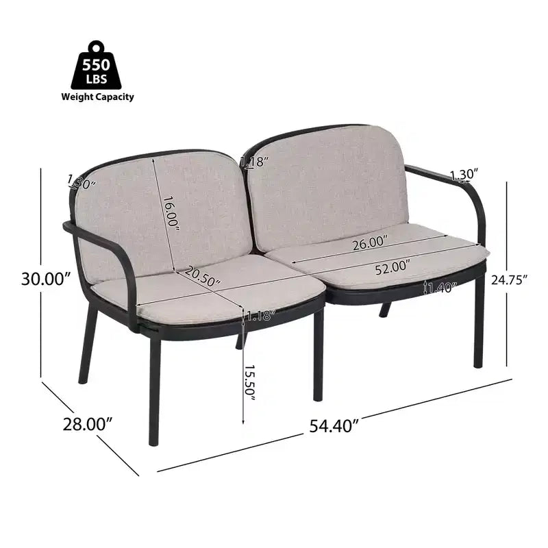Christopher Knight Home Gunda Ensemble de salon de jardin moderne 3 pièces avec causeuse et fauteuil en polypropylène