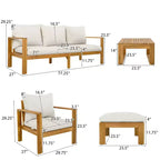 Christopher Knight Home Norman Ensemble de sièges d'extérieur rembourrés 4 pièces en bois d'acacia à lattes
