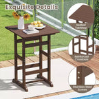 Costway 3-Piece Patio HDPE Bar Set Armchairs with Square High-Top Table Footrest & Backrest Navy/Gray/Brown/Black