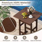 Costway 3-Piece Patio HDPE Bar Set Armchairs with Square High-Top Table Footrest & Backrest Navy/Gray/Brown/Black