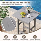 Costway 3-Piece Patio HDPE Bar Set Armchairs with Square High-Top Table Footrest & Backrest Navy/Gray/Brown/Black