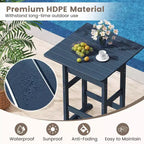 Costway 3-Piece Patio HDPE Bar Set Armchairs with Square High-Top Table Footrest & Backrest Navy/Gray/Brown/Black