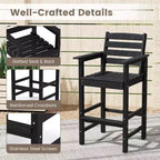 Costway 3-Piece Patio HDPE Bar Set Armchairs with Square High-Top Table Footrest & Backrest Navy/Gray/Brown/Black