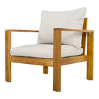 Christopher Knight Home Norman 5 Pieces Outdoor Slat Design Acacia Wood Upholstered Seating Set