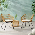 Christopher Knight Home Lemere Ensemble de conversation 3 pièces en osier et fer avec coussins, brun clair/beige