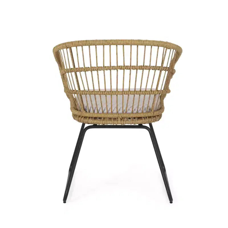 Christopher Knight Home Lemere Ensemble de conversation 3 pièces en osier et fer avec coussins, brun clair/beige