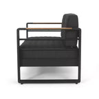 Christopher Knight Home Ostrander - Salon de discussion d'extérieur 4 places en aluminium avec table brasero, noir/gris foncé