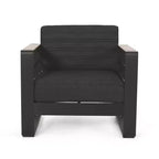 Christopher Knight Home Ostrander - Salon de discussion d'extérieur 4 places en aluminium avec table brasero, noir/gris foncé