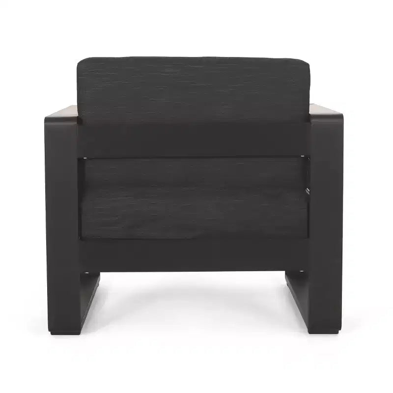 Christopher Knight Home Ostrander - Salon de discussion d'extérieur 4 places en aluminium avec table brasero, noir/gris foncé