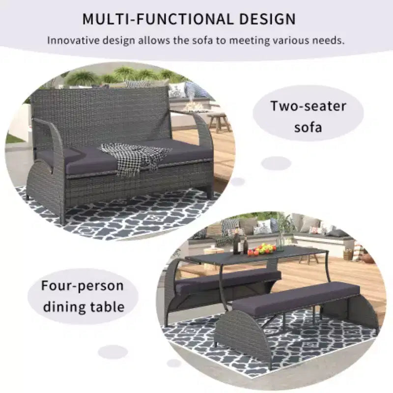 Transforming Garden Bench: Seats 4, Converts to Table and Chairs