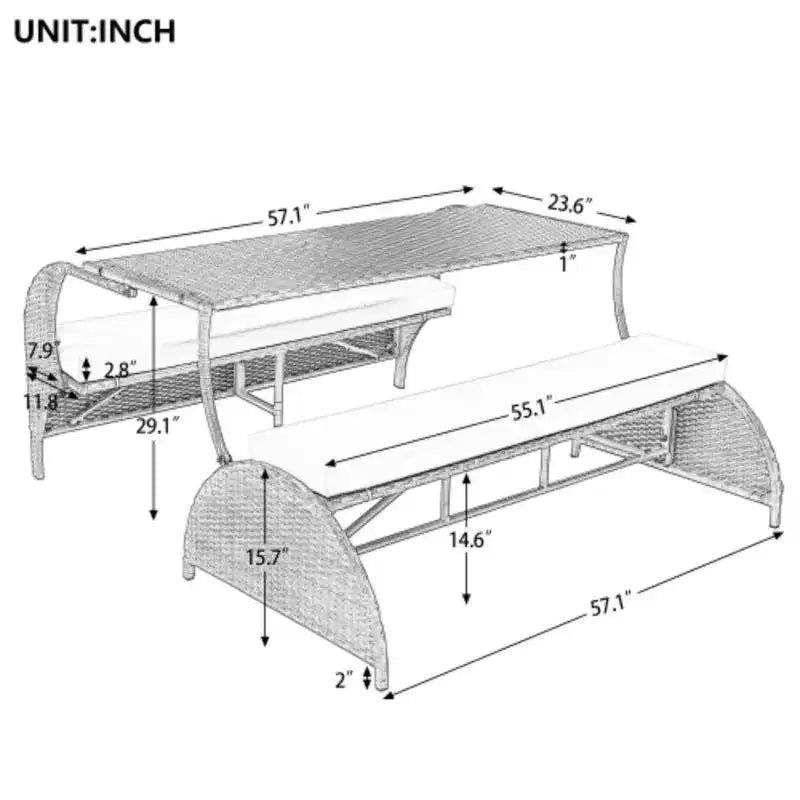 Transforming Garden Bench: Seats 4, Converts to Table and Chairs