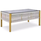 Ensemble de meubles d'extérieur 4 pièces Whisen avec table en verre trempé, salon de jardin