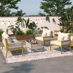 Whisen 4-Piece Outdoor Furniture with Tempered Glass Table, Patio Conversation Set