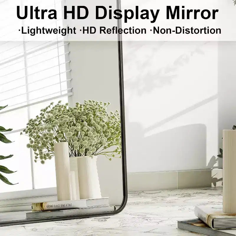 Aluminum Alloy Frame Rectangle Full Length Mirrors 64x21,Black