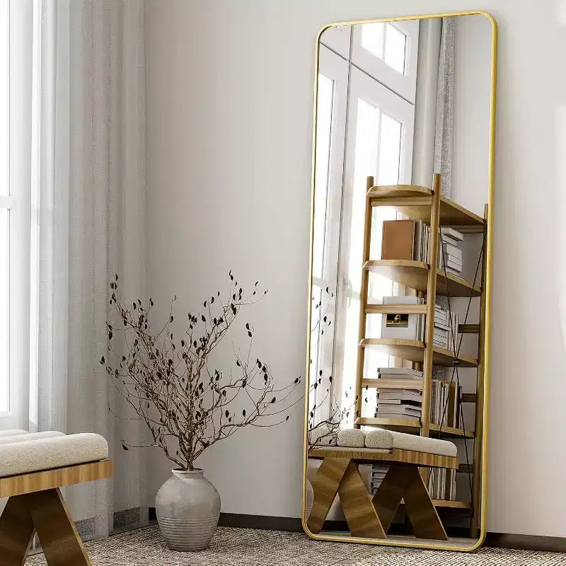 Aluminum Alloy Frame Rectangle Full Length Mirrors 64x21,Black