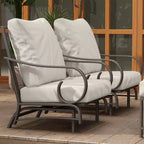 Ensemble de mobilier de jardin Outsunny 5 pièces avec 2 fauteuils à bascule, un canapé 3 places et 2 poufs pour jardin, pelouse, terrasse, arrière-cour, beige